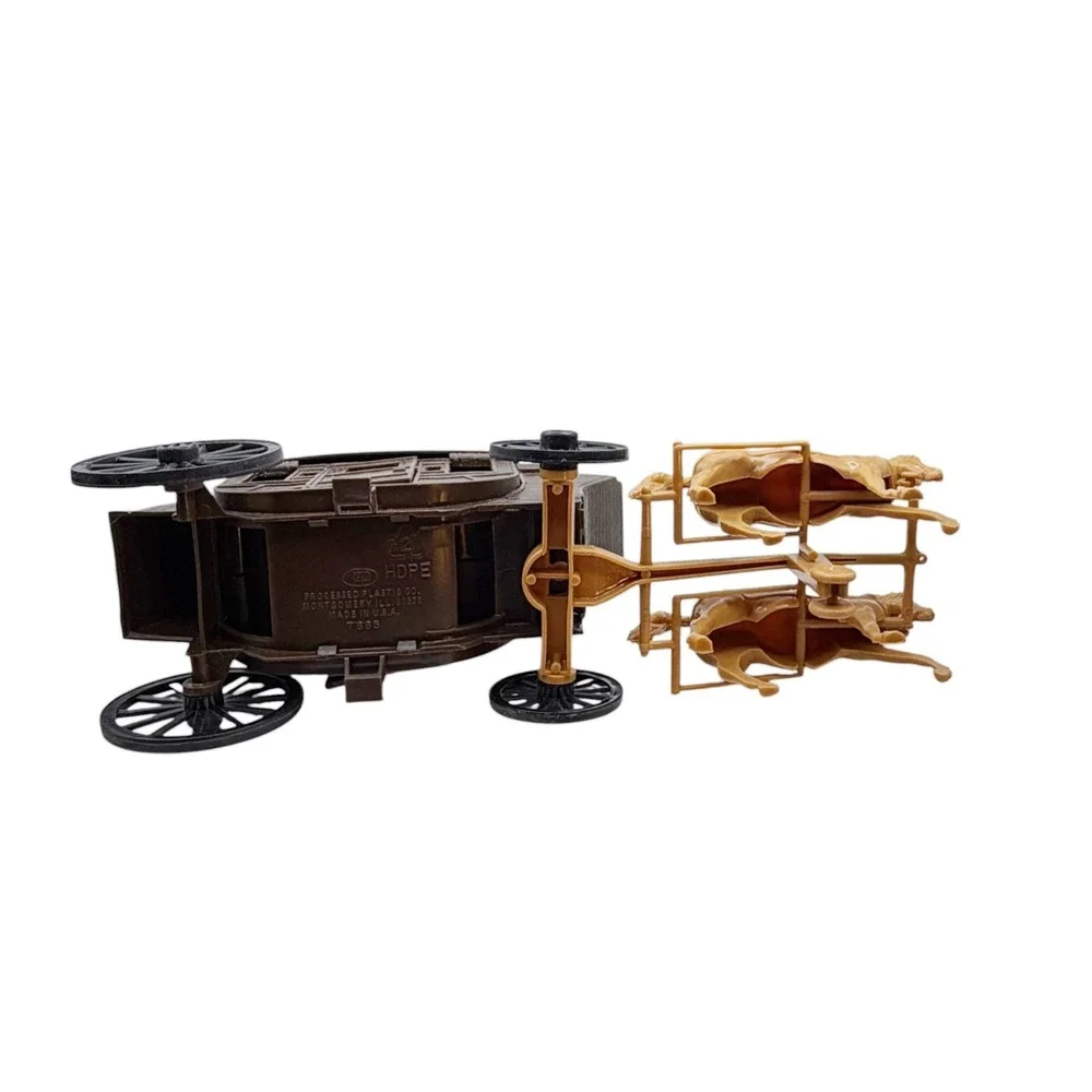 Vintage Western Stagecoach Horses Wagon Toy USA Processed Plastic Co 7665
